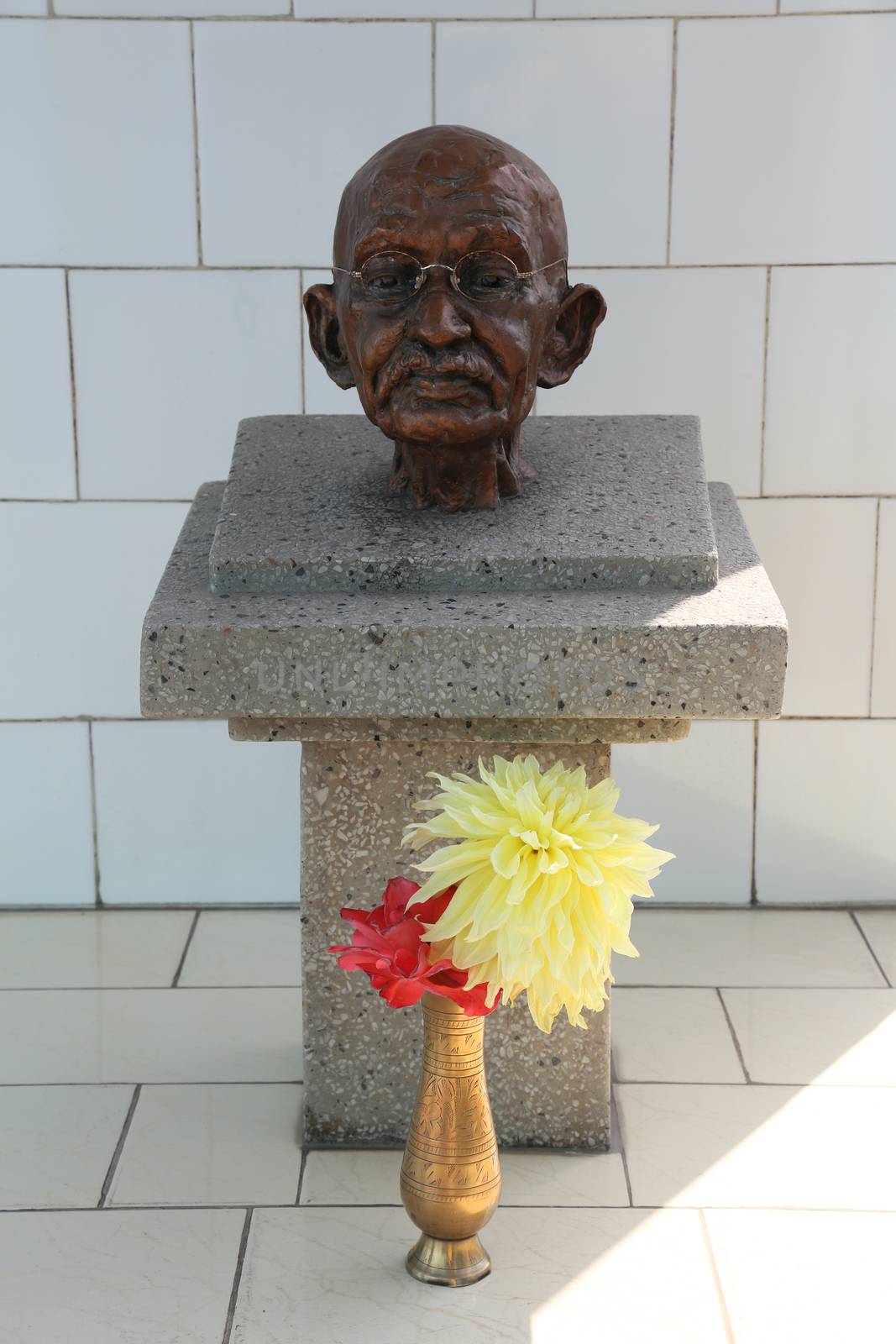 Memorial to Mahatma Gandhi in Gandhiji Prem Nivas( Leprosy centre), one of the houses established by Mother Teresa and run by the Missionaries of Charity in Titagarh, India