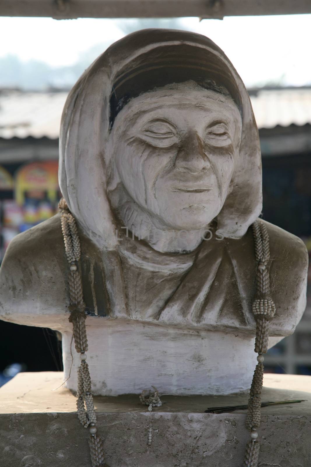 Mother Teresa monument in a rural area of Sundarbans, West Bengal, India by atlas