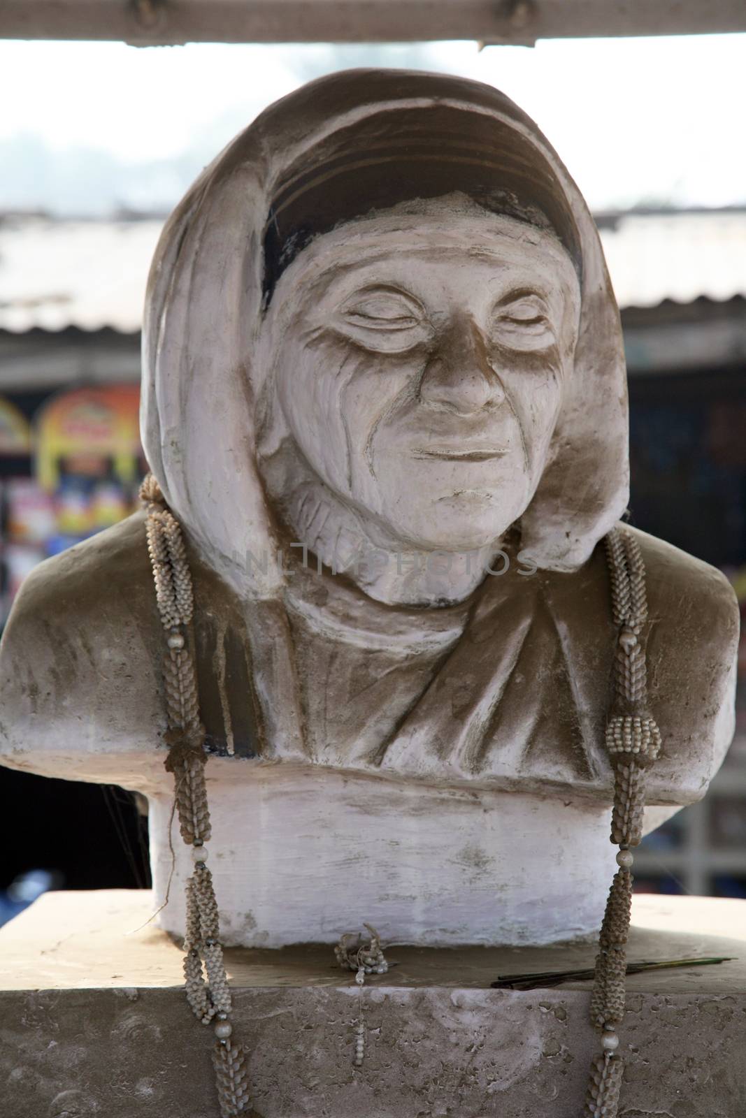 Mother Teresa monument in a rural area of Sundarbans, West Bengal, India by atlas