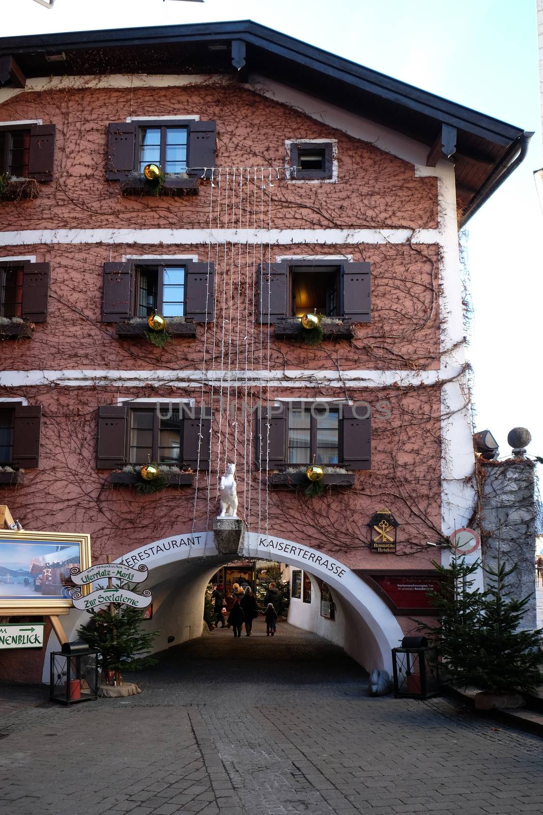 Christmas decoration on the building in St. Wolfgang on Wolfgangsee in Austria by atlas