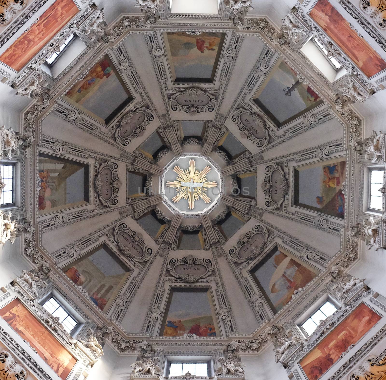 Dome in Salzburg cathedral was built by Santino Solari, Swiss architect and sculptor. He was a chief architect of Salzburg town in 1612. Salzburg, Austria