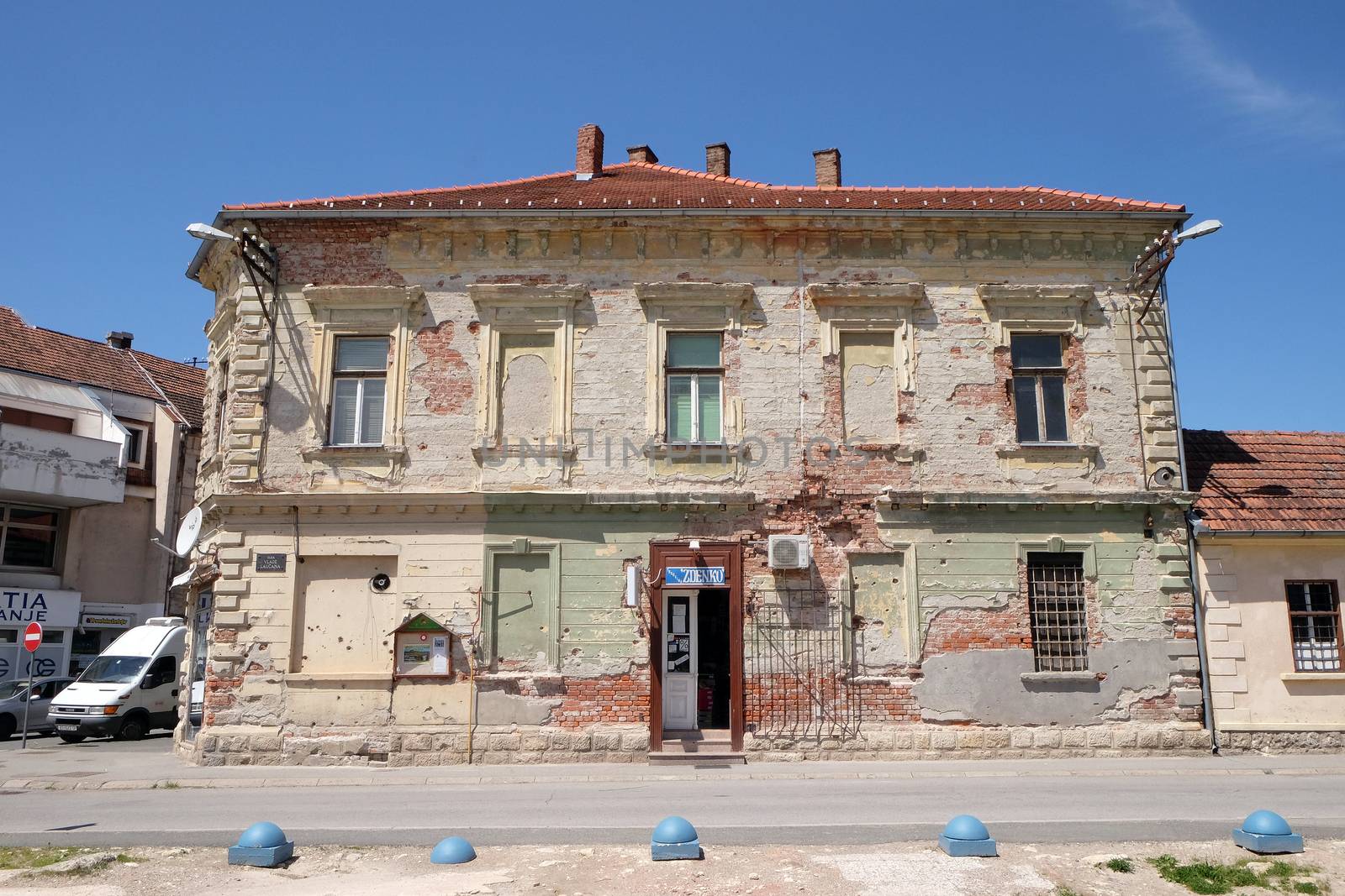 Destroyed house as war aftermath. The Croatian War of Independence was fought from 1991 to 1995 in Pakrac, Croatia