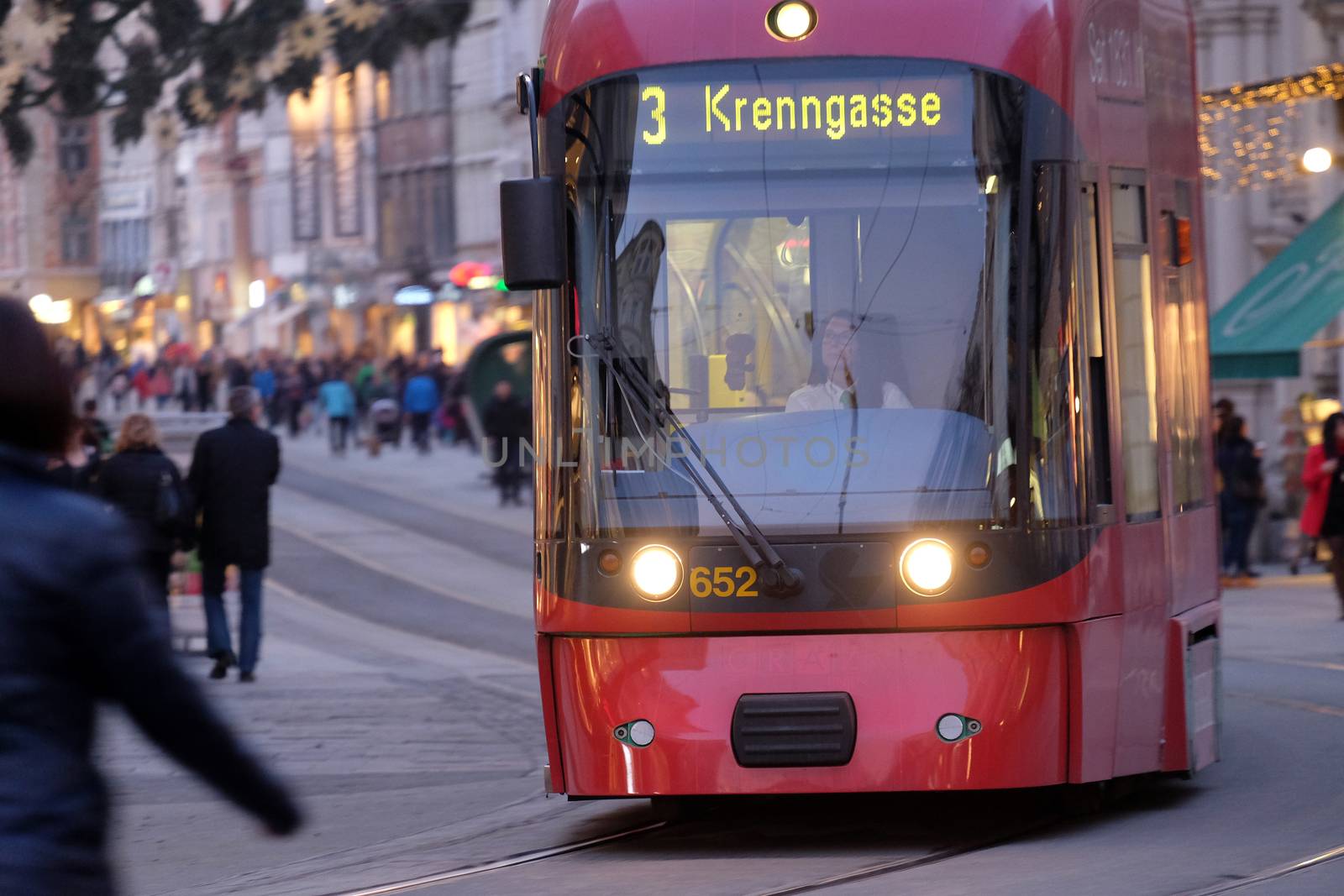 Tramway in the downtown in Graz, Austria by atlas