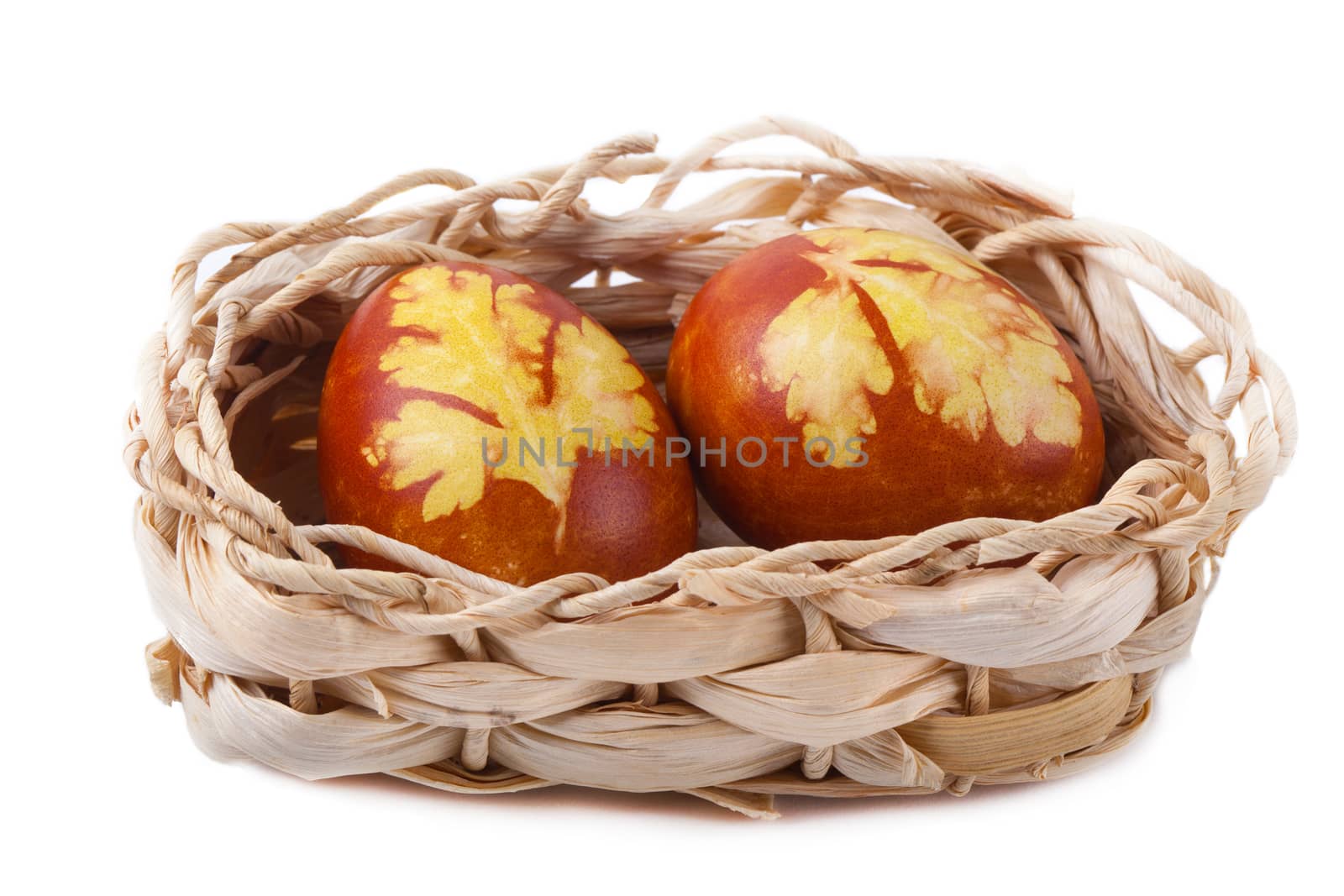 Easter eggs and basket isolated by fotoru