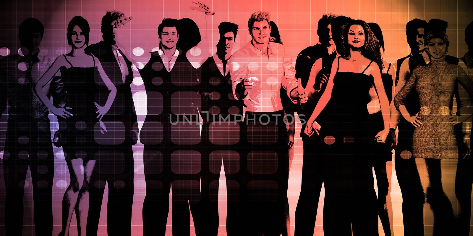 Confident Businessmen and Businesswomen Standing in Unity