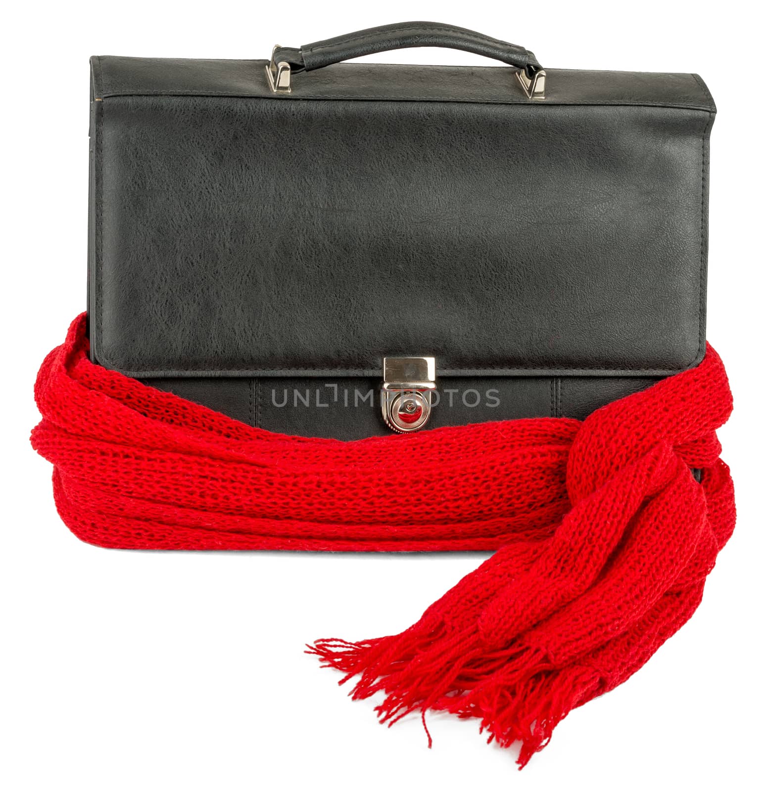 Suitcase with red scarf by cherezoff