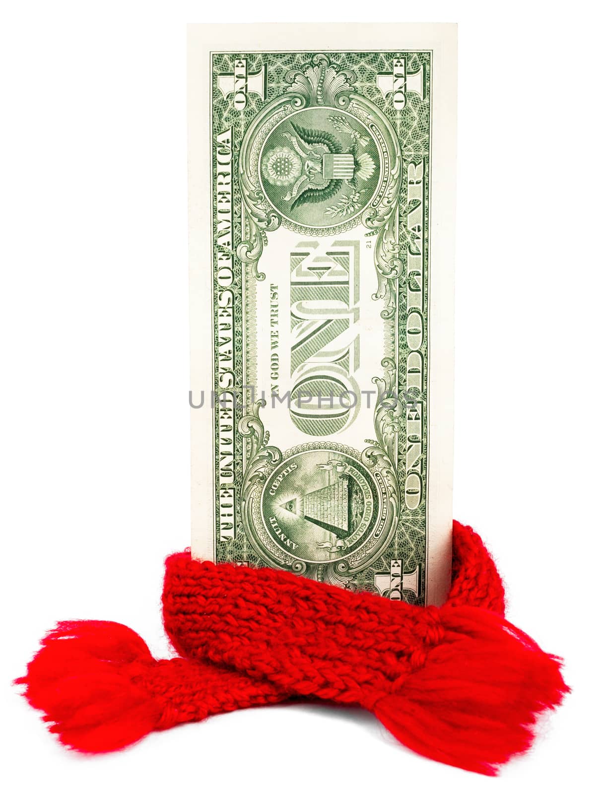 One dollar banknote with red scarf by cherezoff