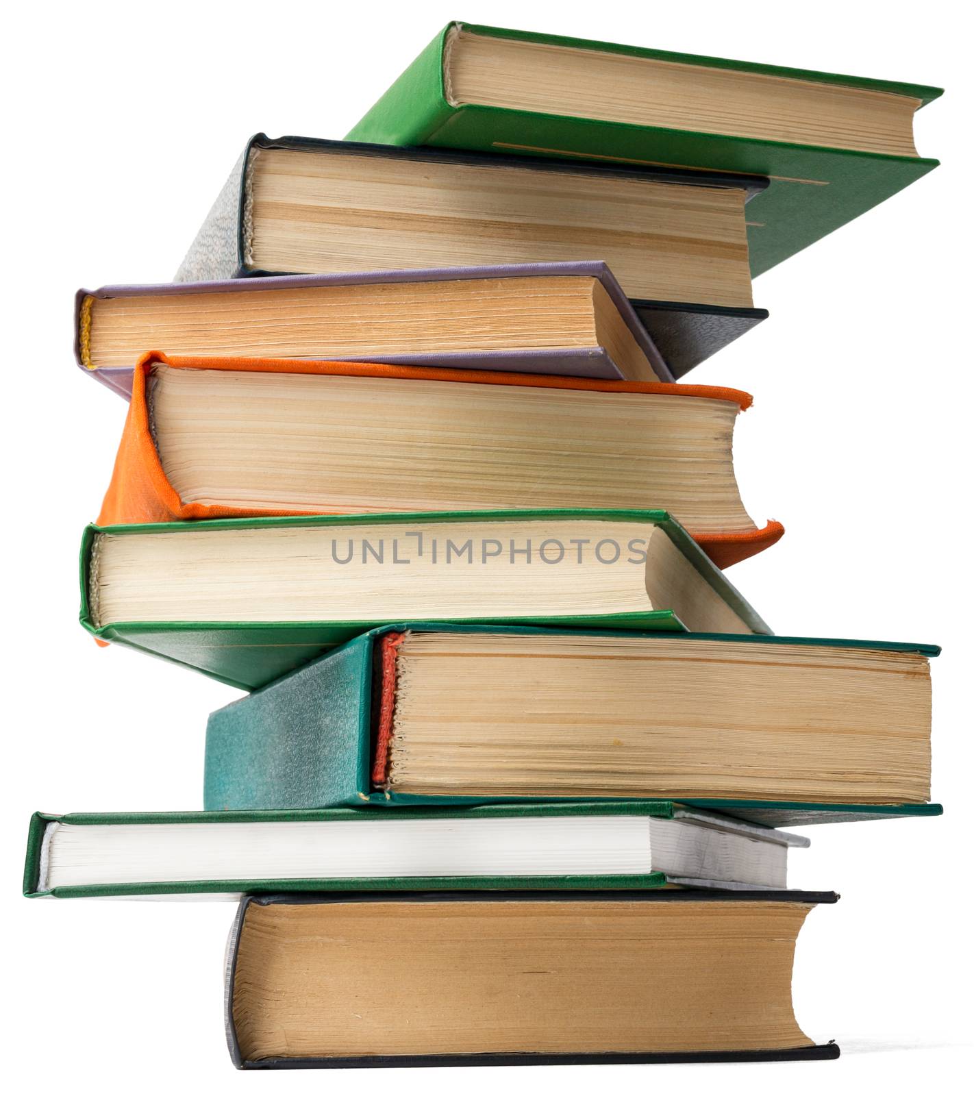 Tower of books. Isolated on white background