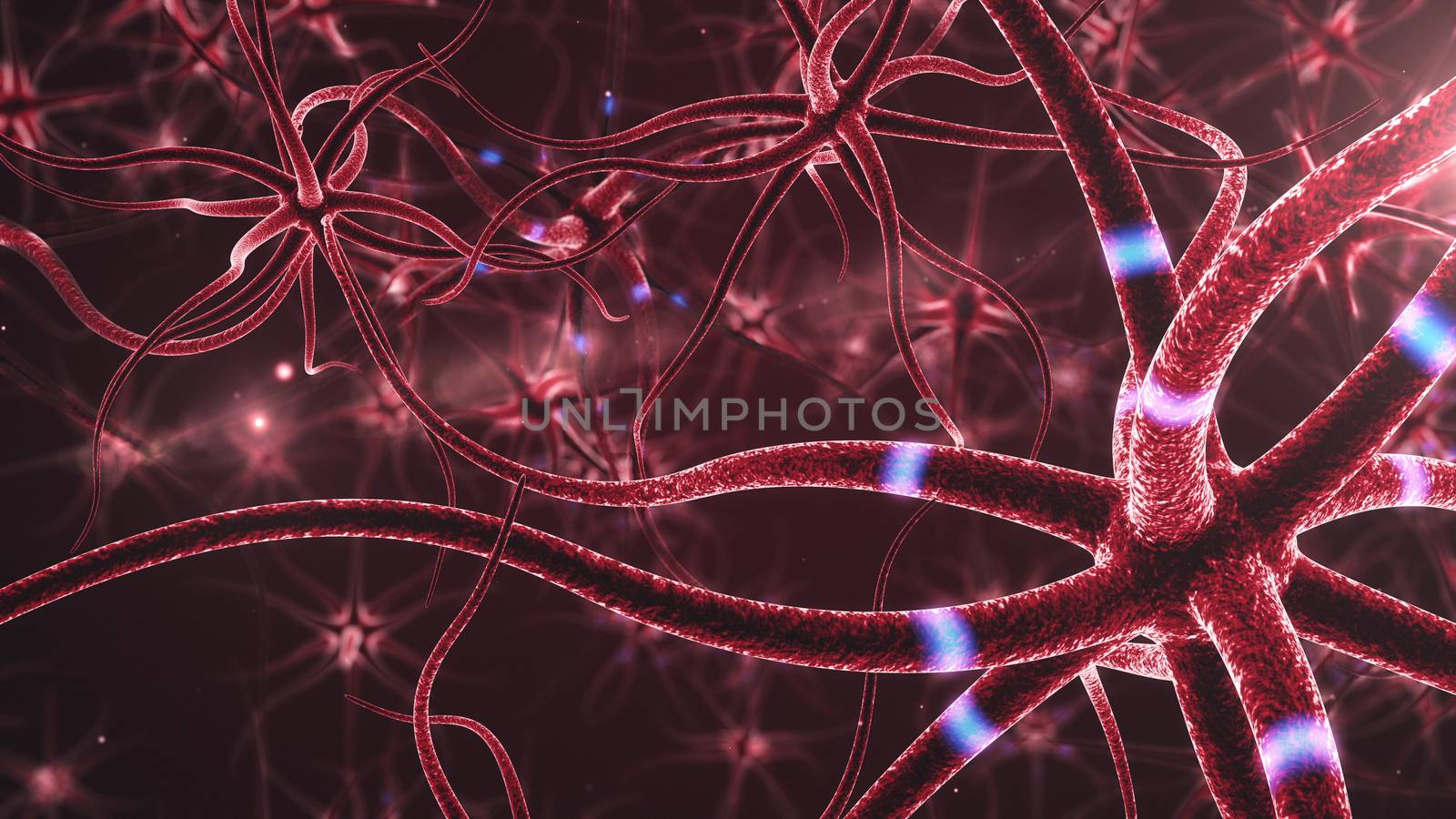 3d rendered close up of an active nerve cell