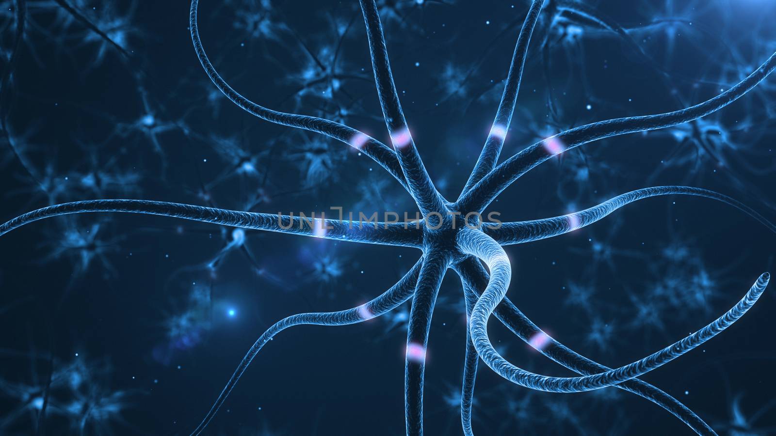 3d rendered close up of an active nerve cell