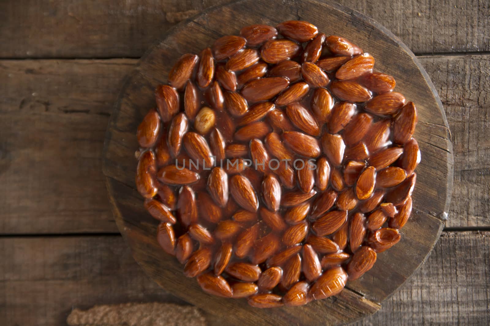 Typical and traditional sweet made from melted sugar and almonds