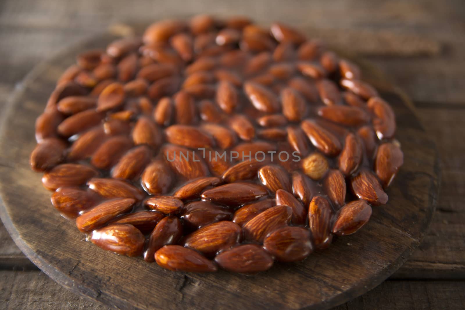 Typical and traditional sweet made from melted sugar and almonds