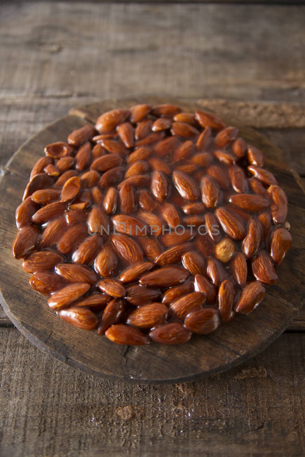 Typical and traditional sweet made from melted sugar and almonds