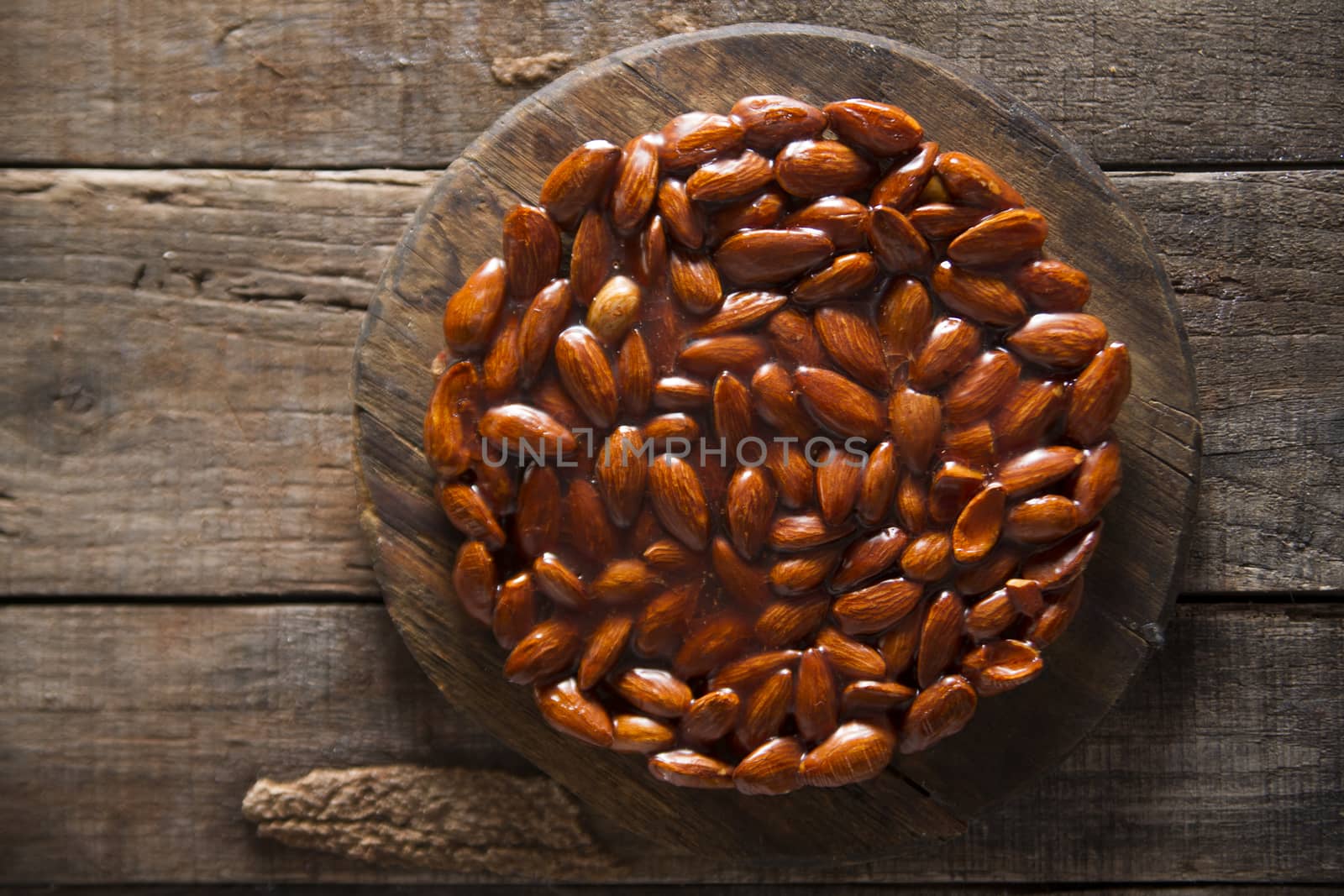 Typical and traditional sweet made from melted sugar and almonds