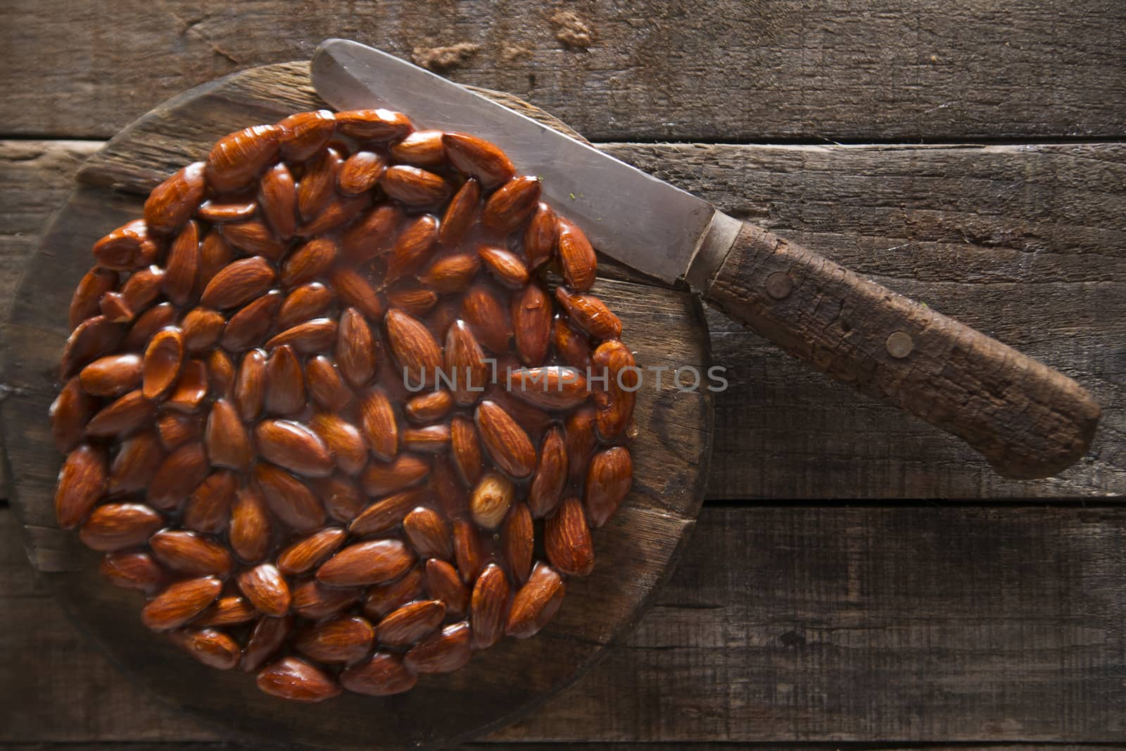 Typical and traditional sweet made from melted sugar and almonds