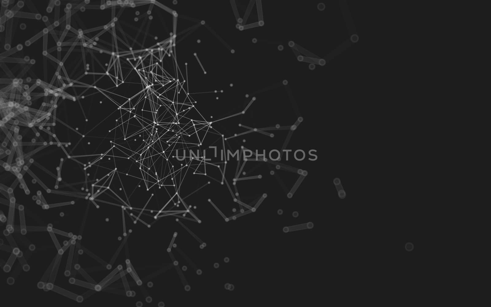 Abstract polygonal space low poly dark background with connecting dots and lines. Connection structure.