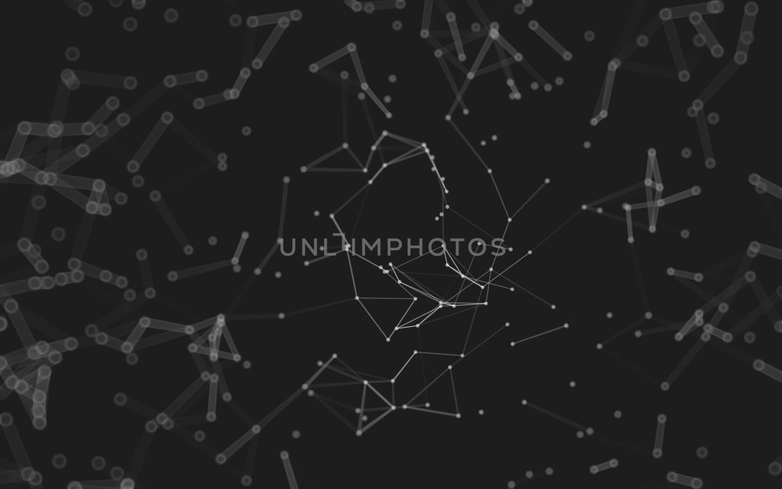 Abstract polygonal space low poly dark background with connecting dots and lines. Connection structure.