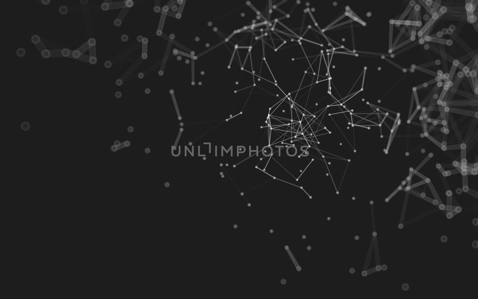 Abstract polygonal space low poly dark background with connecting dots and lines. Connection structure.