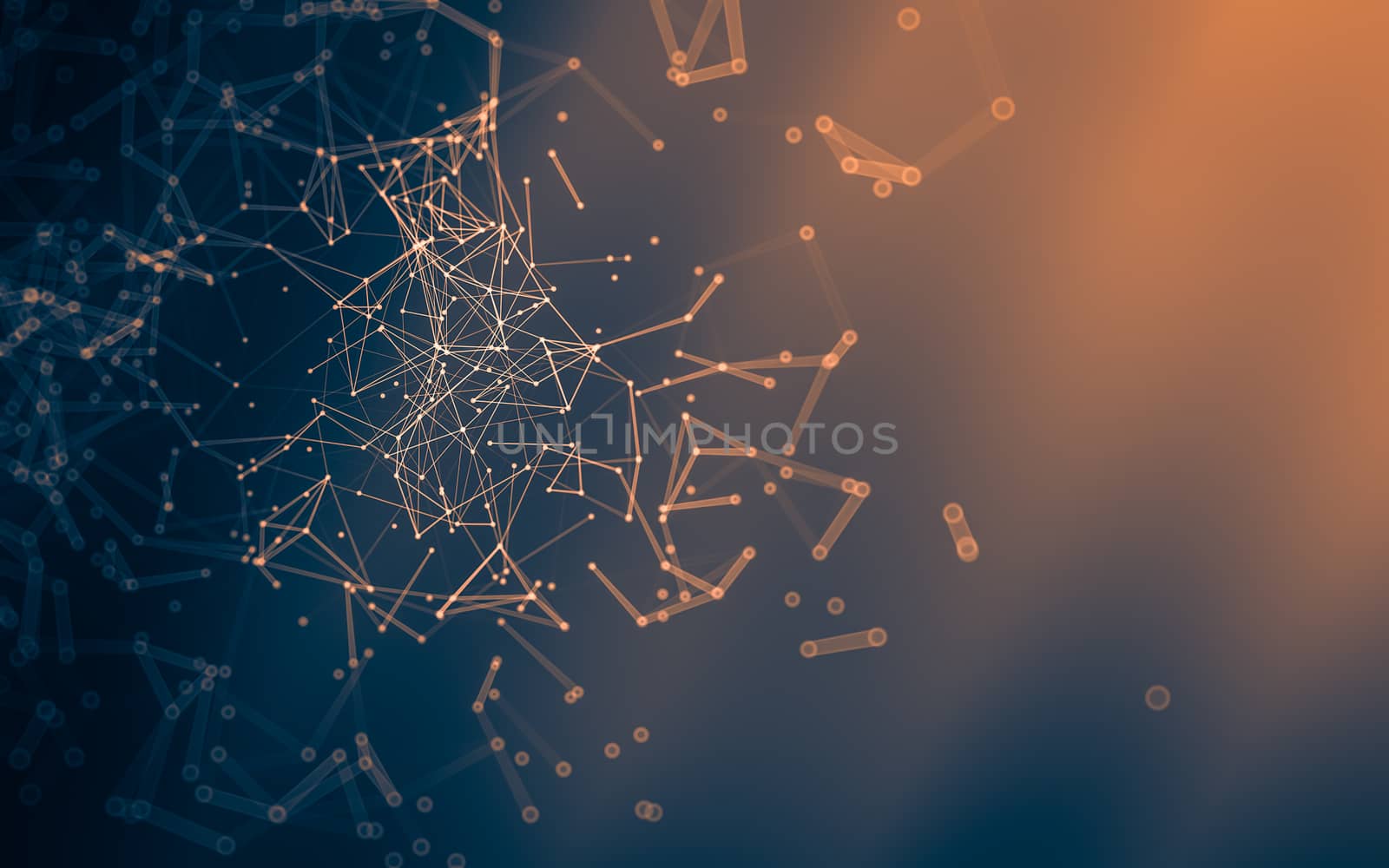 Abstract polygonal space low poly dark background with connecting dots and lines. Connection structure.