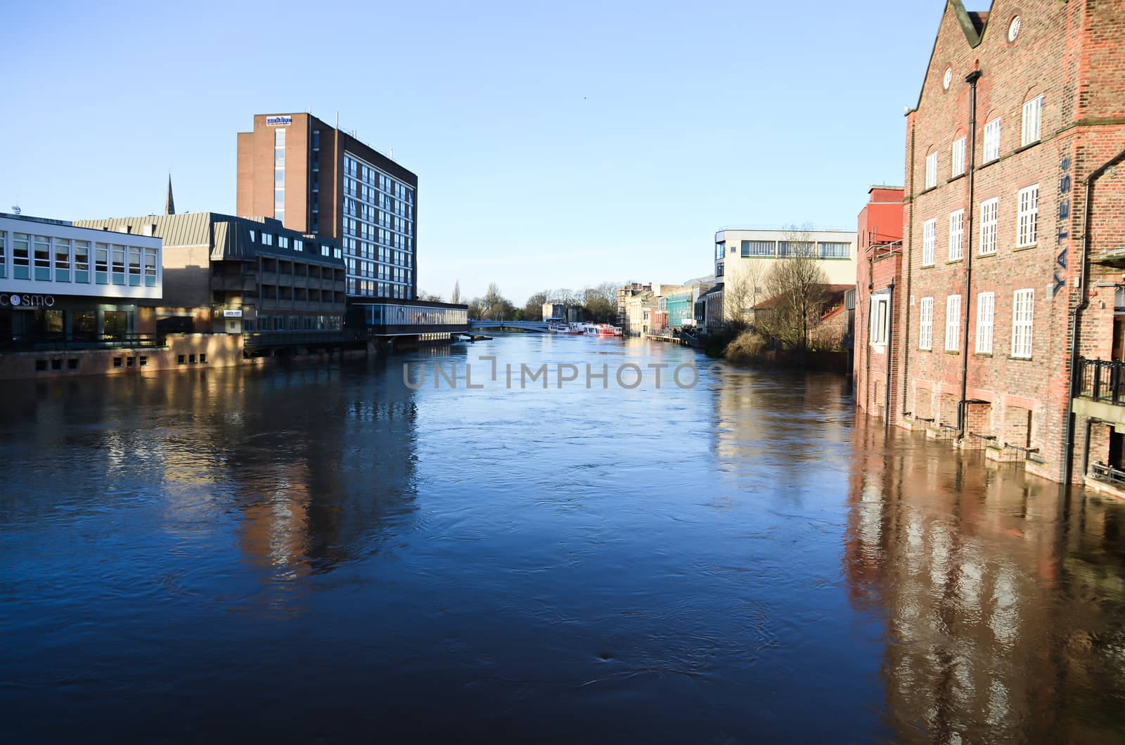Flooded York by river Ouse in Yorkshire UK at december 2015


