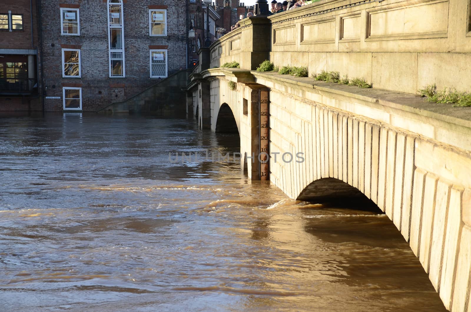 Flooded York by river Ouse in Yorkshire UK at december 2015


