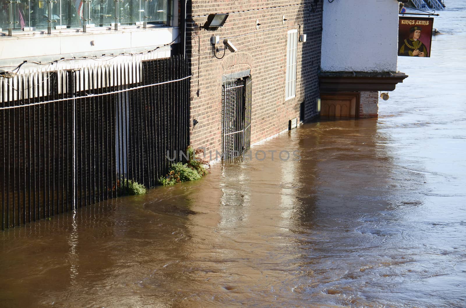 Flooded York by river Ouse in Yorkshire UK at december 2015


