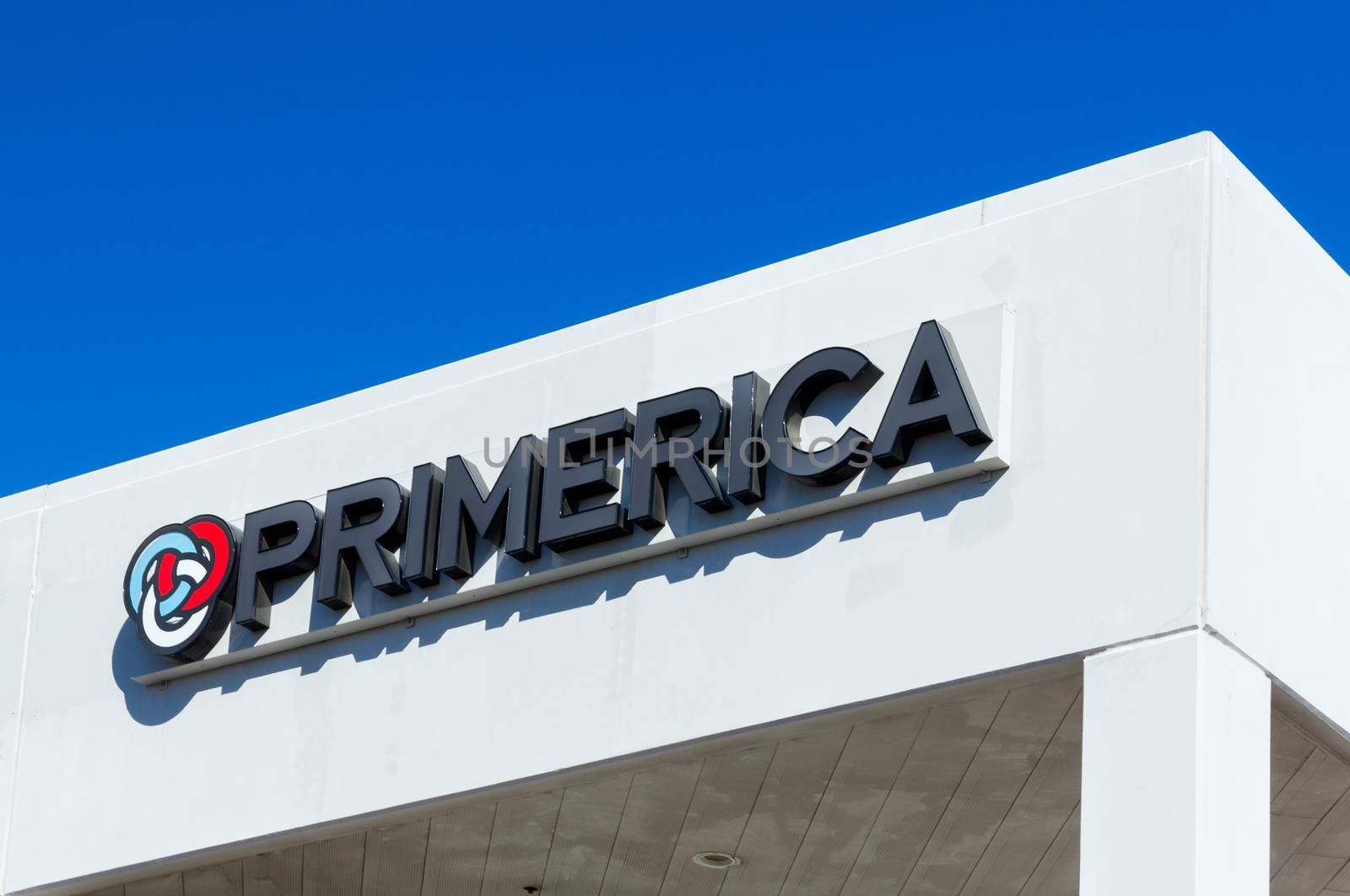 VALENCIA CA/USA - DECEMBER 26, 2015: Primerica exterior logo and emblem. Primerica, Inc. is a distributor of financial services.