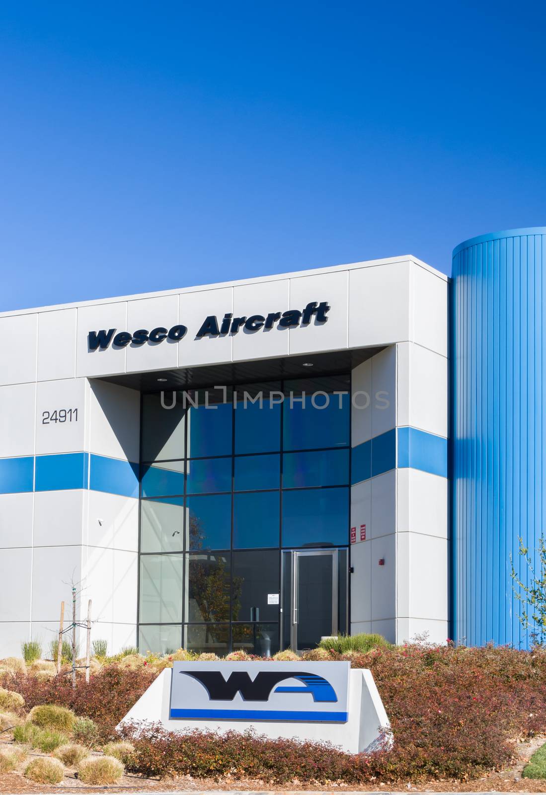 VALENCIA CA/USA - DECEMBER 26, 2015: Wesco Aircraft corporate headquarters. Wesco Aircraft provides supply chain management services to the aerospace industry.