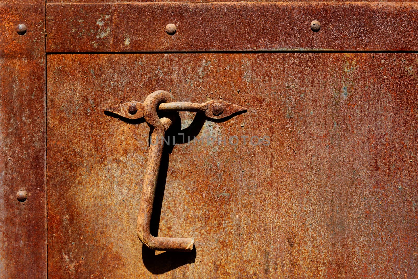 Rusty Metal Door gate Handle close up