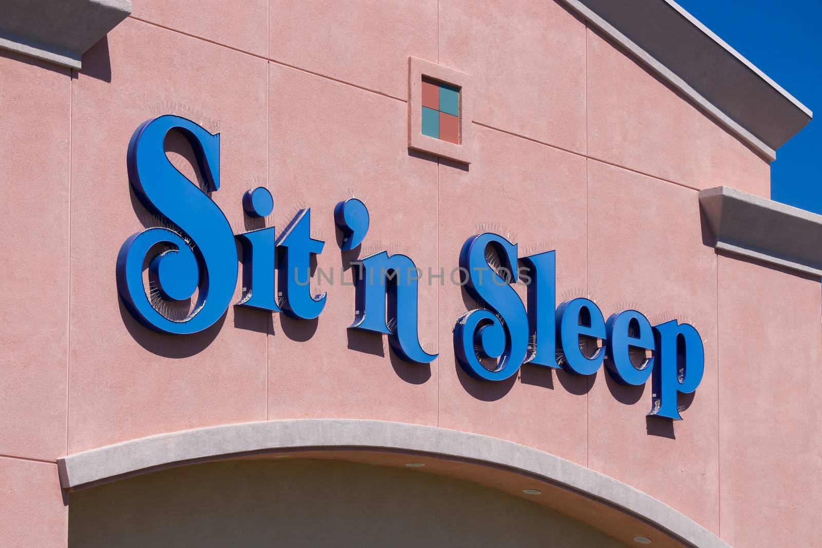 PALMDALE, CA/USA - APRIL 23, 2016: Sit 'n Sleep retail store and sign. Sit 'n Sleep is a major mattress retailer chain in the United States.