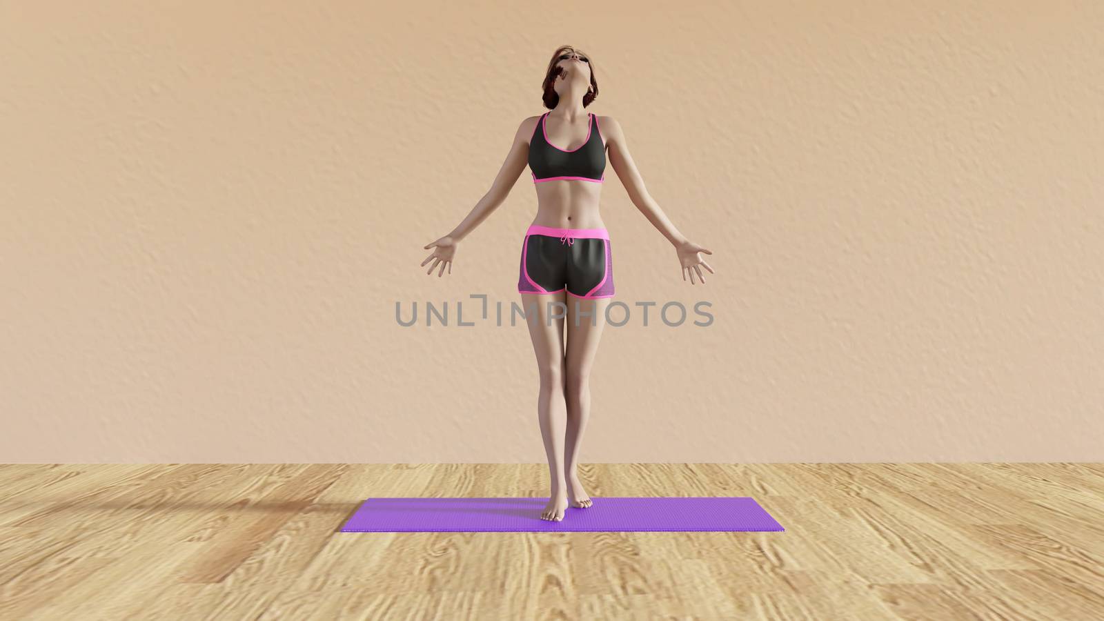 Yoga Class Breathing Pose Illustration with Female Instructor 