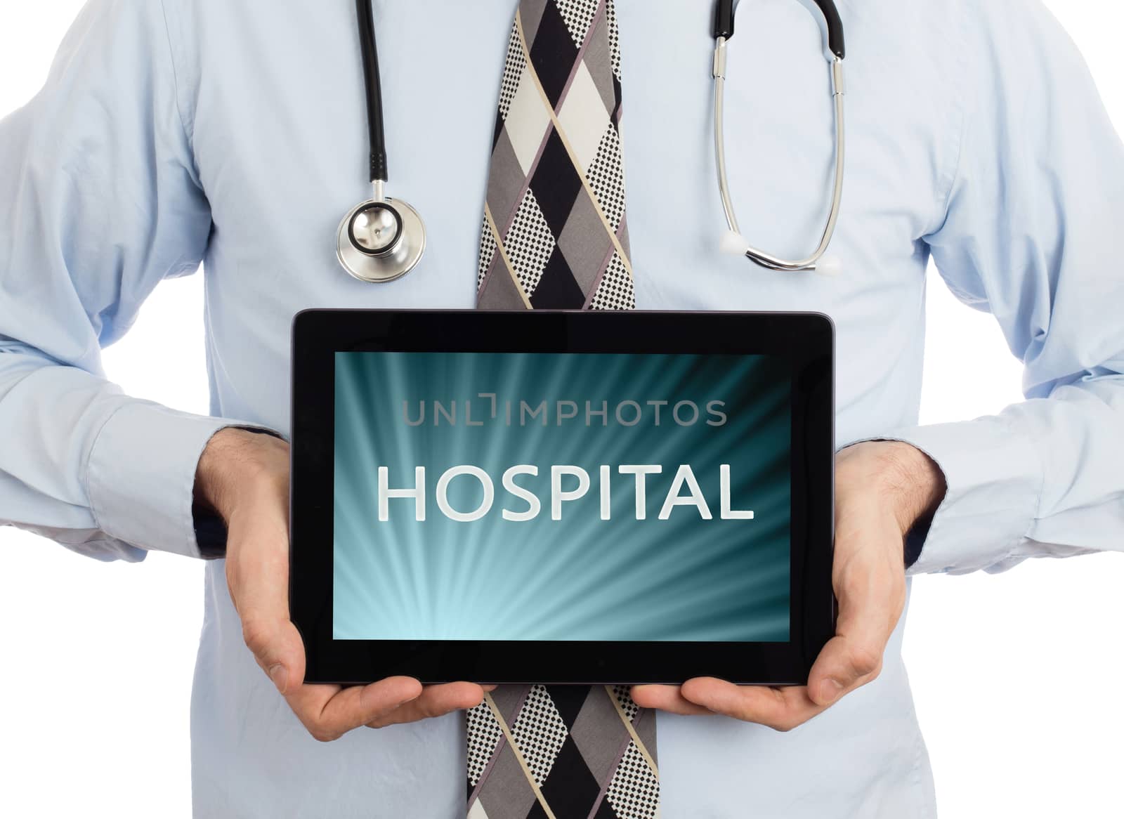 Doctor holding tablet - Hospital by michaklootwijk