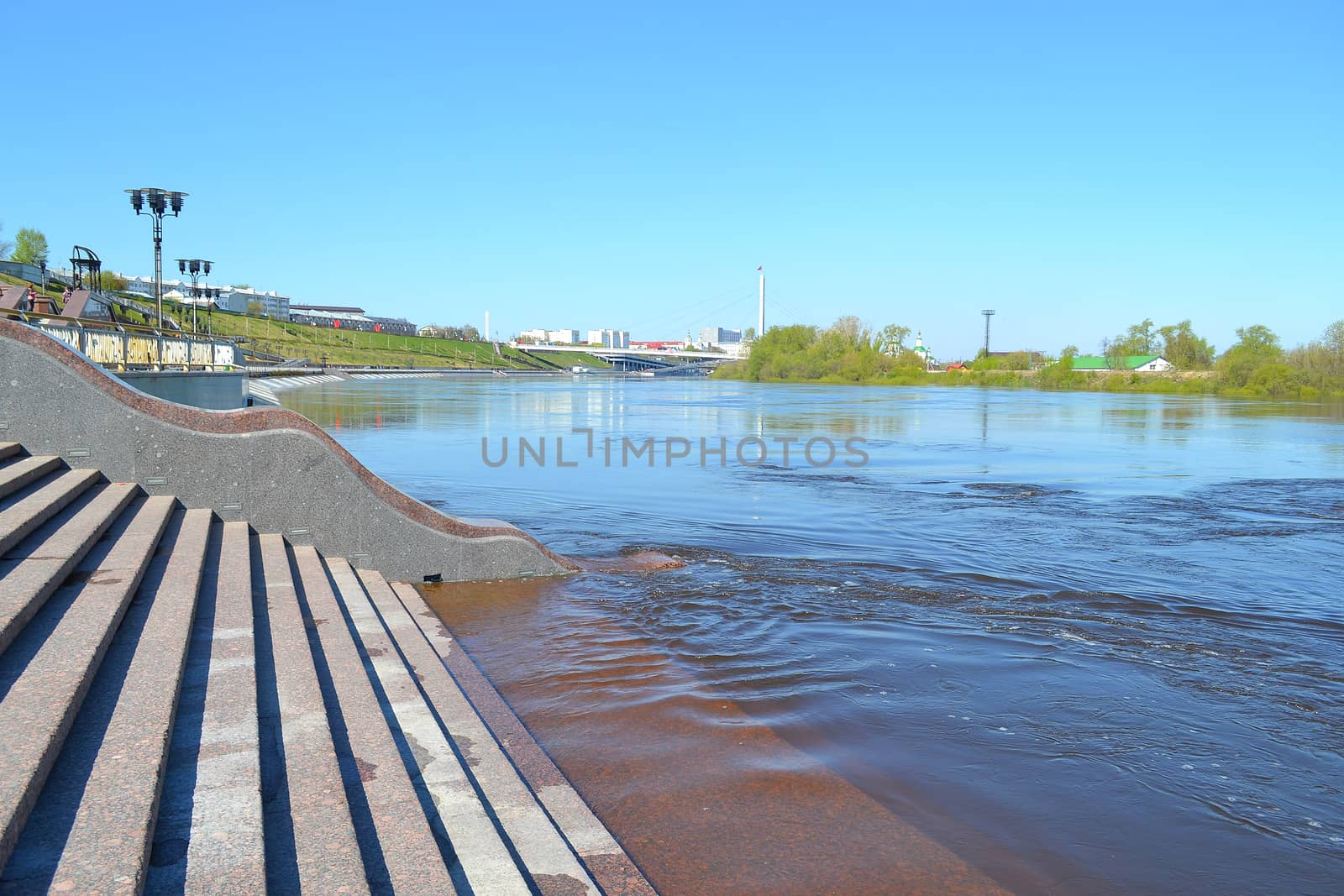 Spring flooding of the embankment in the city of Tyumen, Russia. May, 2016