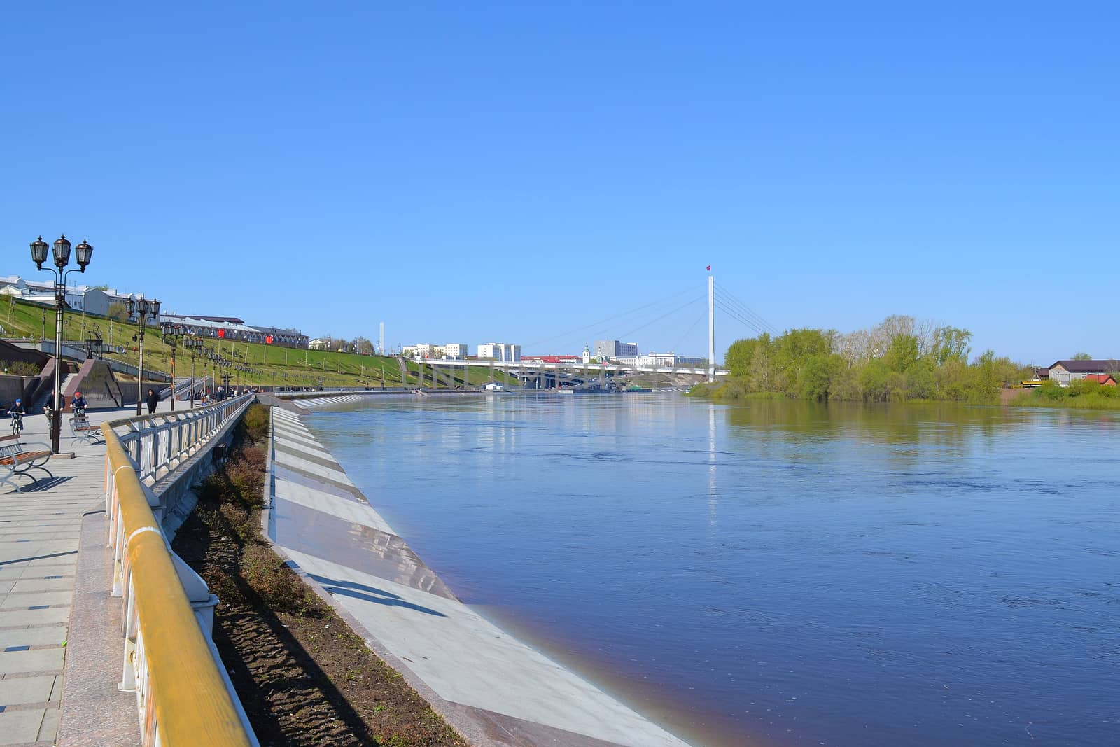 Spring flooding of the embankment in the city of Tyumen, Russia. May, 2016