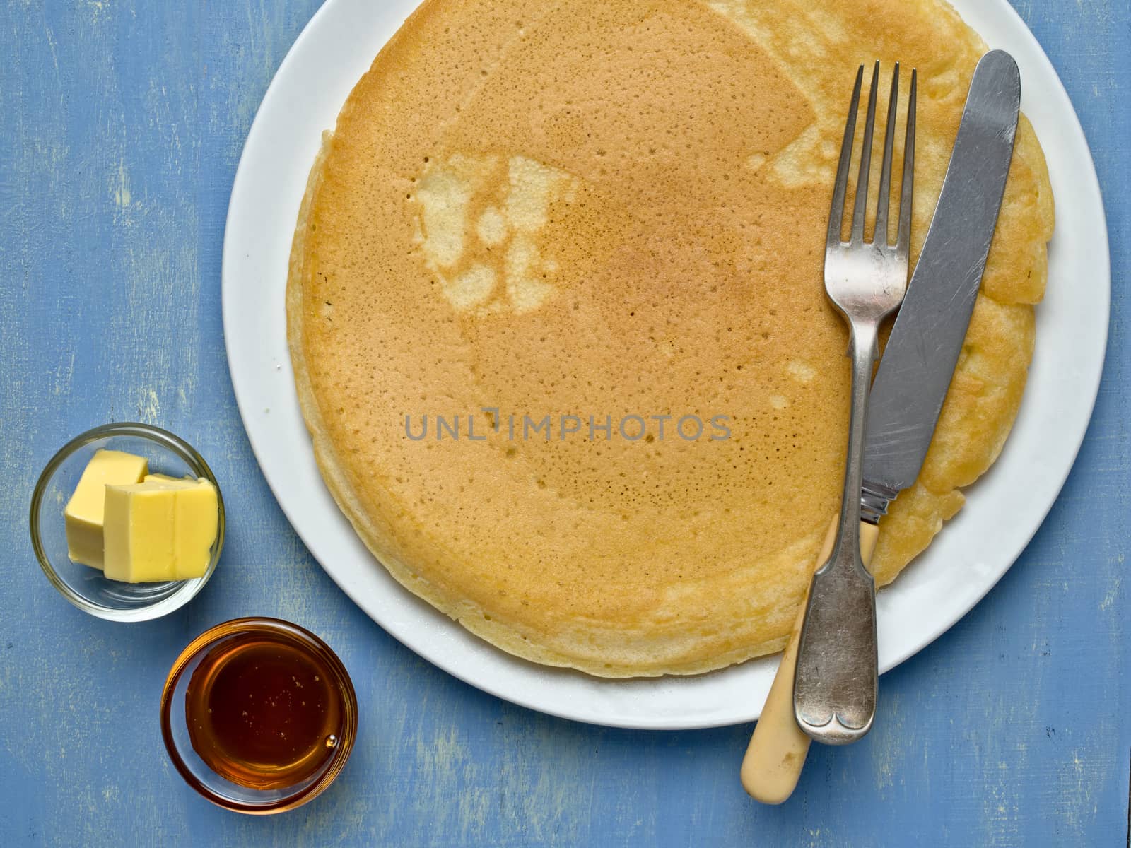 close up of rustic large homemade pancake