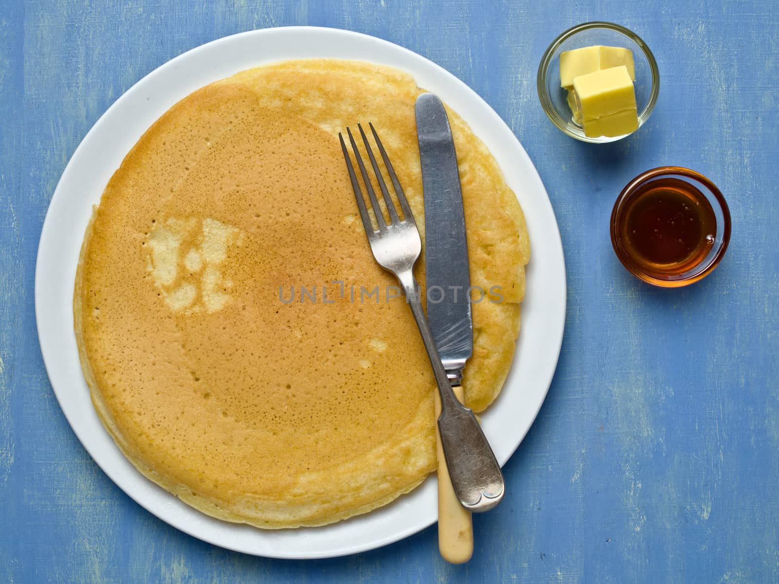 close up of rustic large homemade pancake