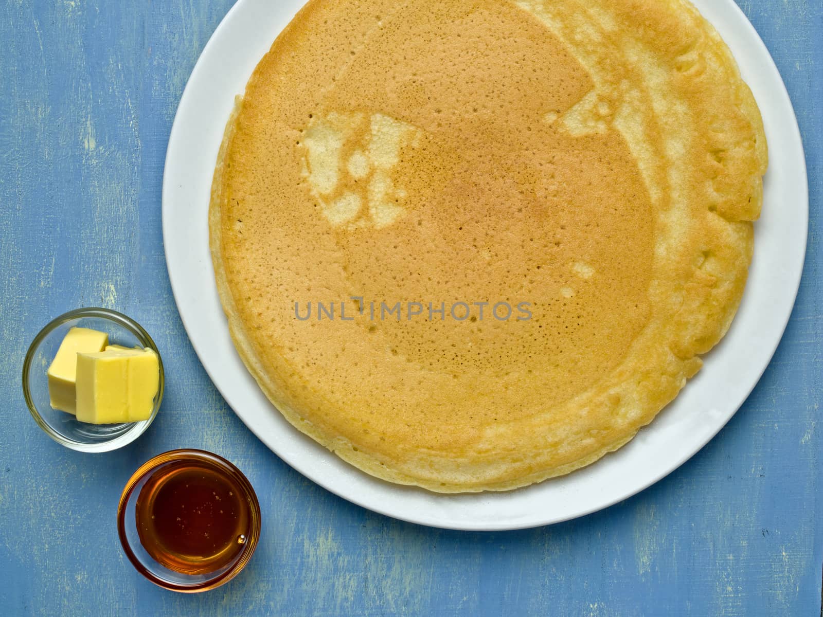 close up of rustic large homemade pancake