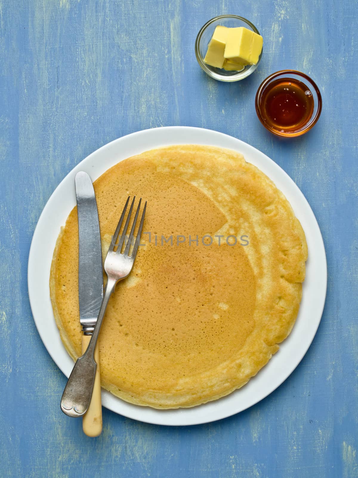 close up of rustic large homemade pancake