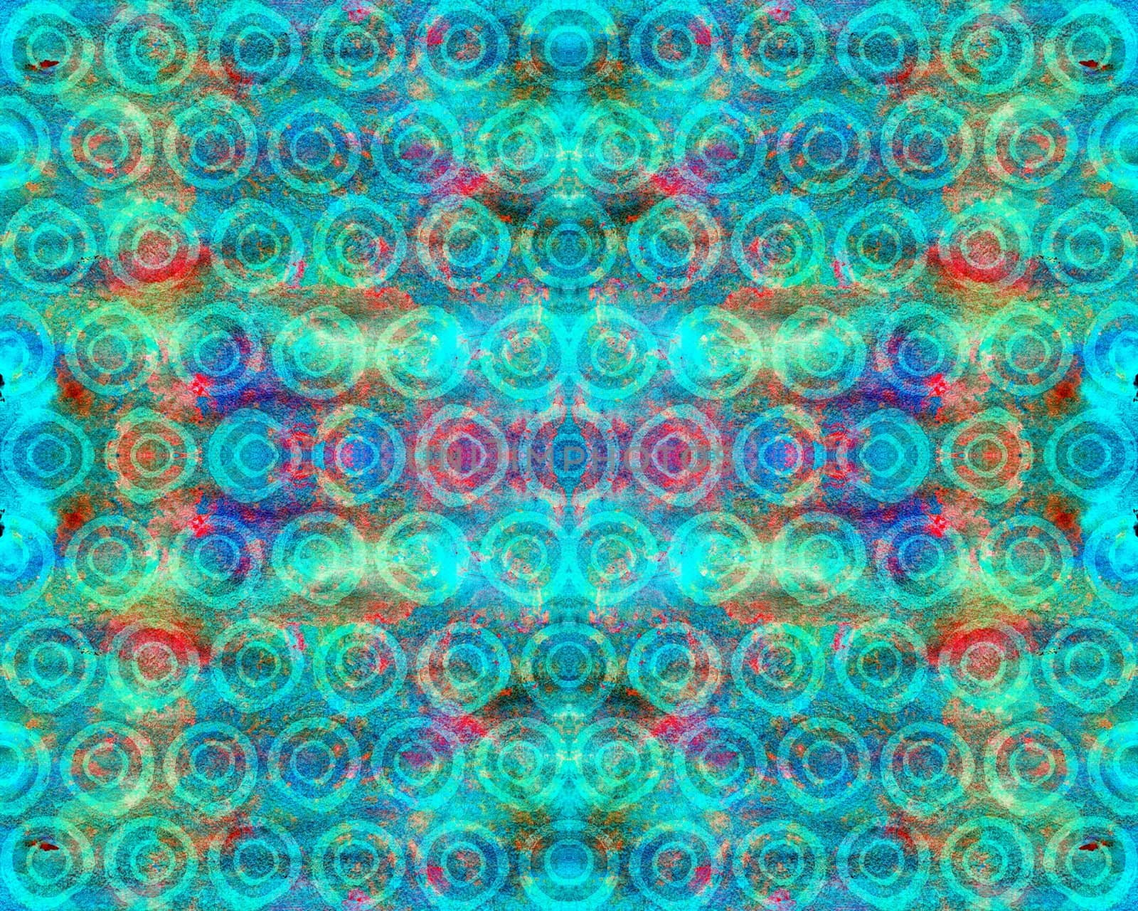 Symmetrical pattern of circles, rainbow blur, background