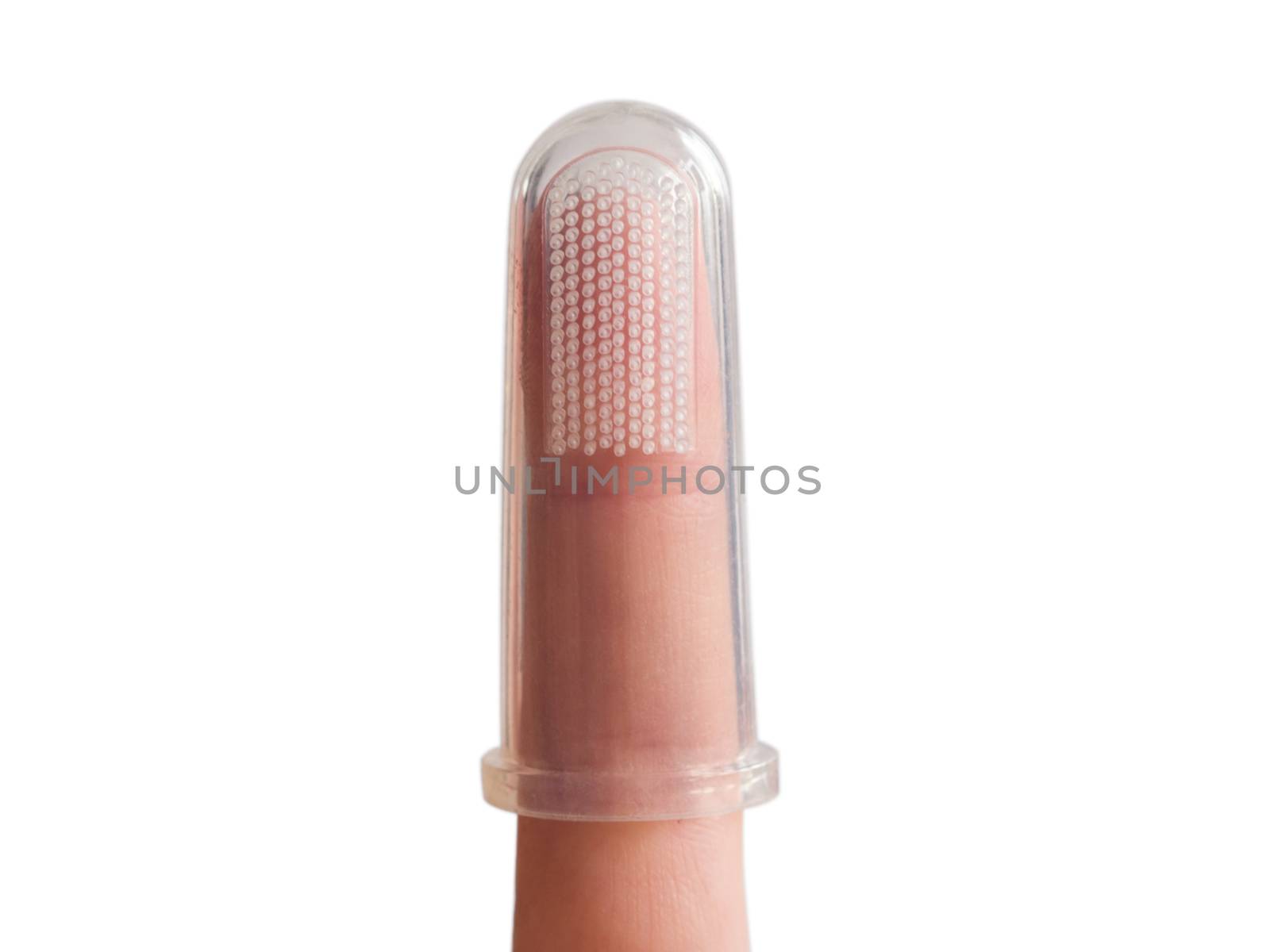 silicone baby toothbrush on finger by fascinadora