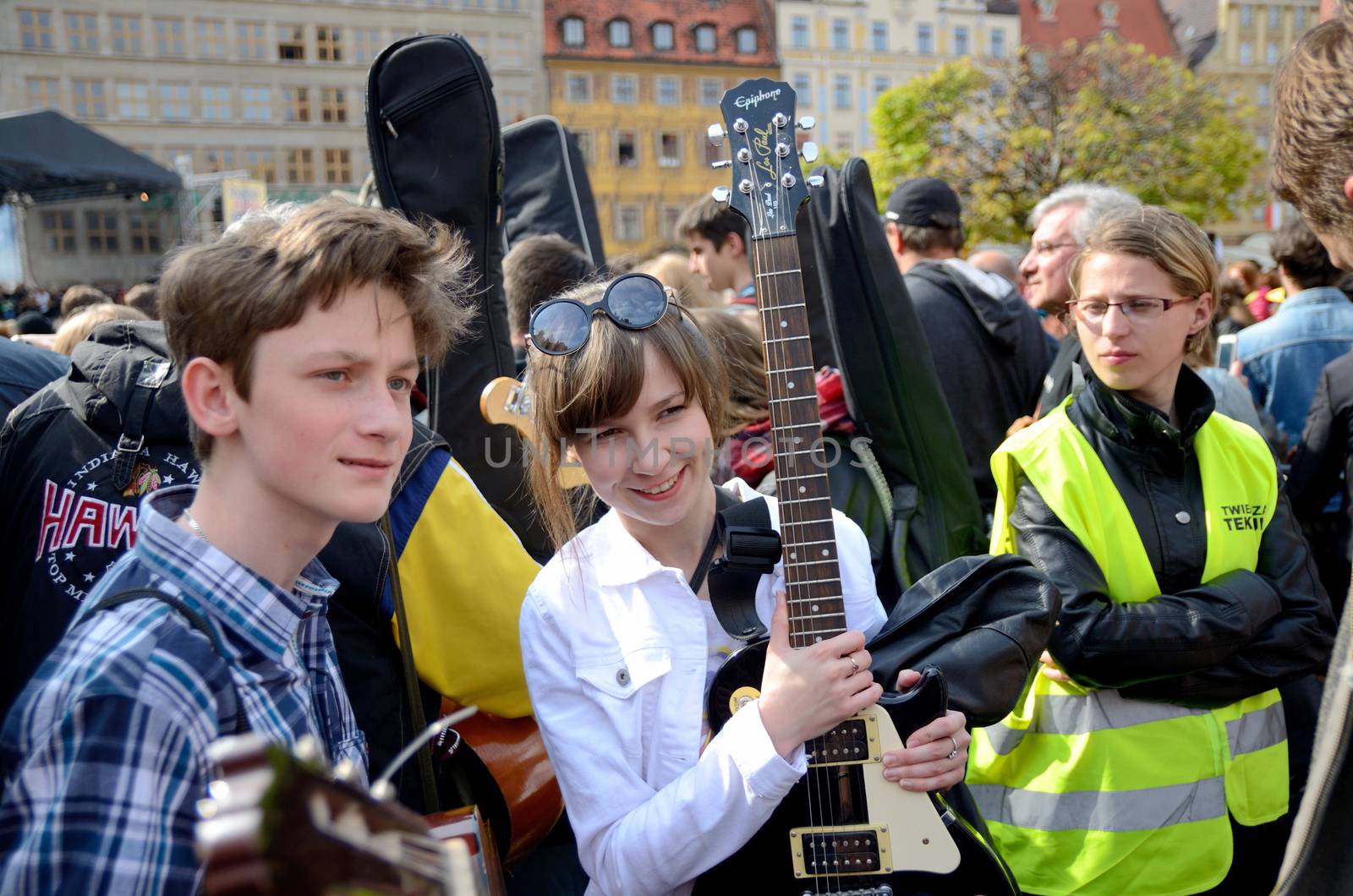 WROCLAW, POLAND - MAY 1: Unidentified group of young people play Hey Joe during Thanks Jimi Festival on 1st May 2016 in Wroclaw, Poland.
