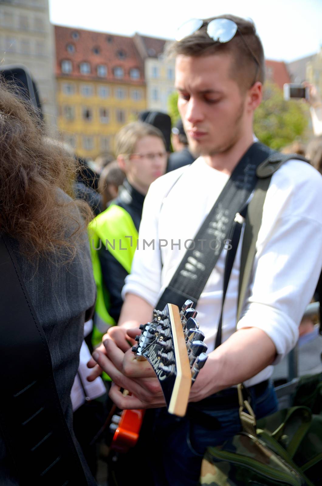 WROCLAW, POLAND - MAY 1: Unidentified guitarist plays Hey Joe during Thanks Jimi Festival on 1st May 2016 in Wroclaw, Poland.