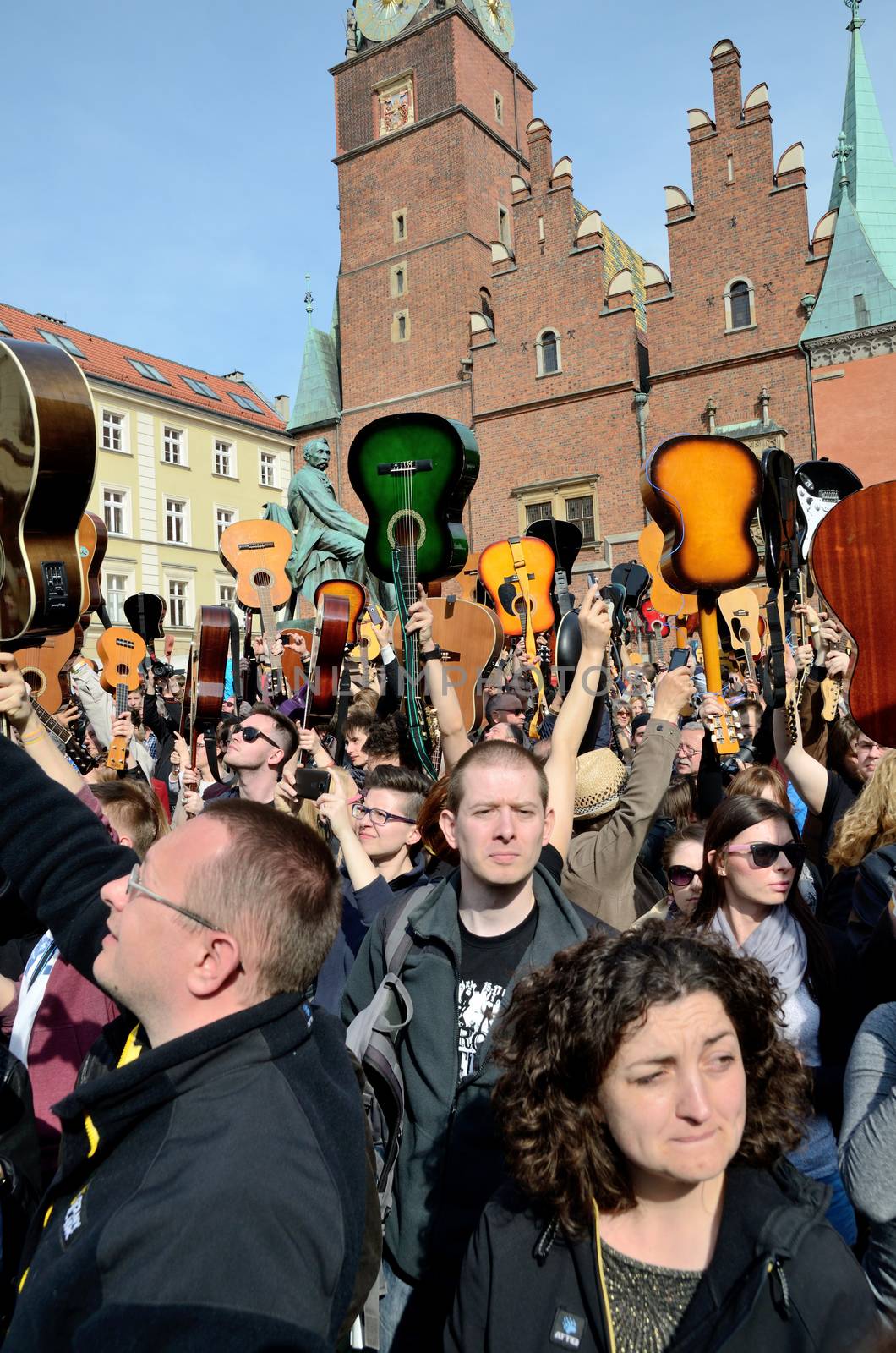 WROCLAW, POLAND - MAY 1: Over 7 thousands guitarists achieve new Guiness Record playing Hey Joe during Thanks Jimi Festival on 1st May 2016 in Wroclaw, Poland.