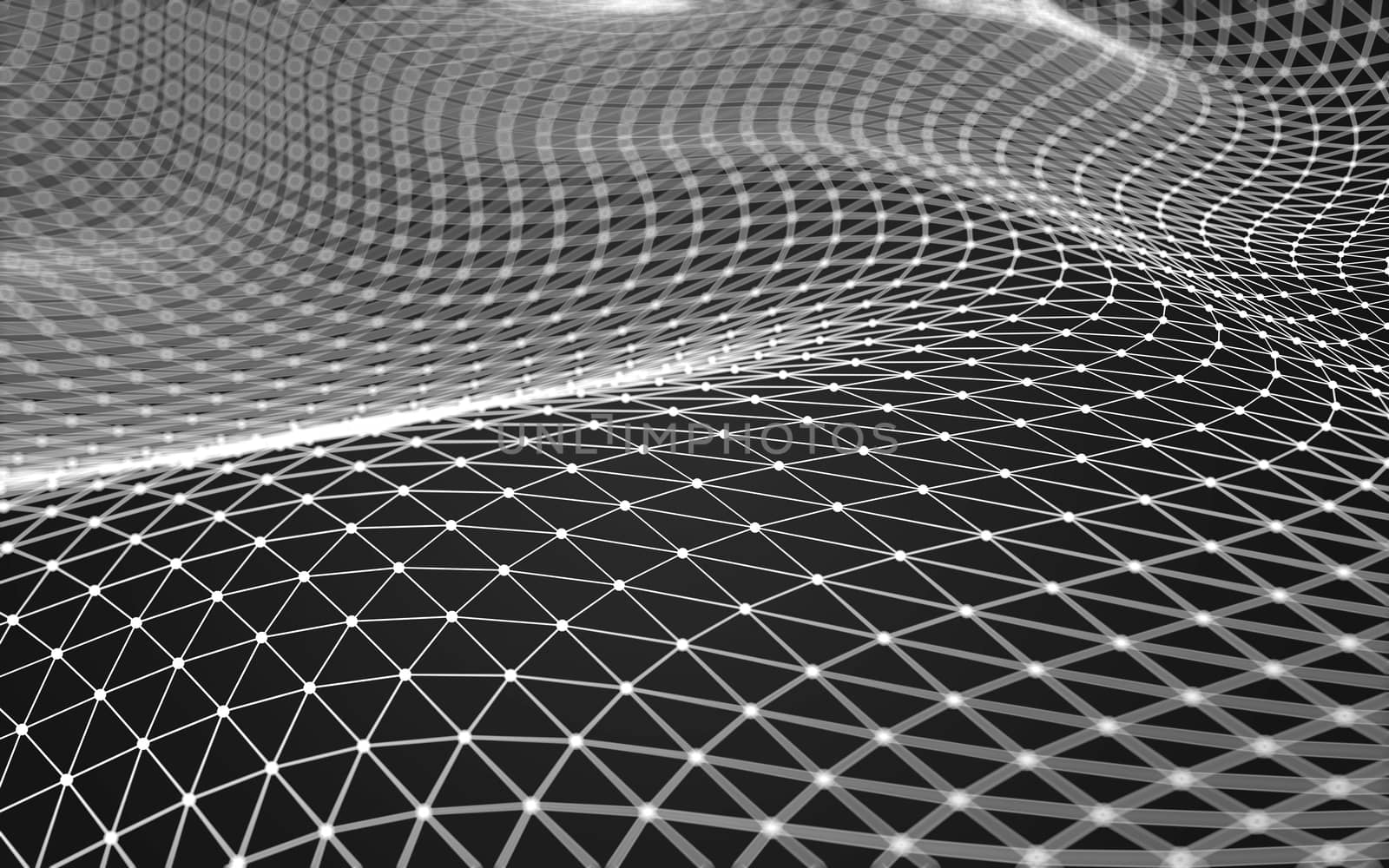 Abstract polygonal space low poly dark background with connecting dots and lines. Connection structure.