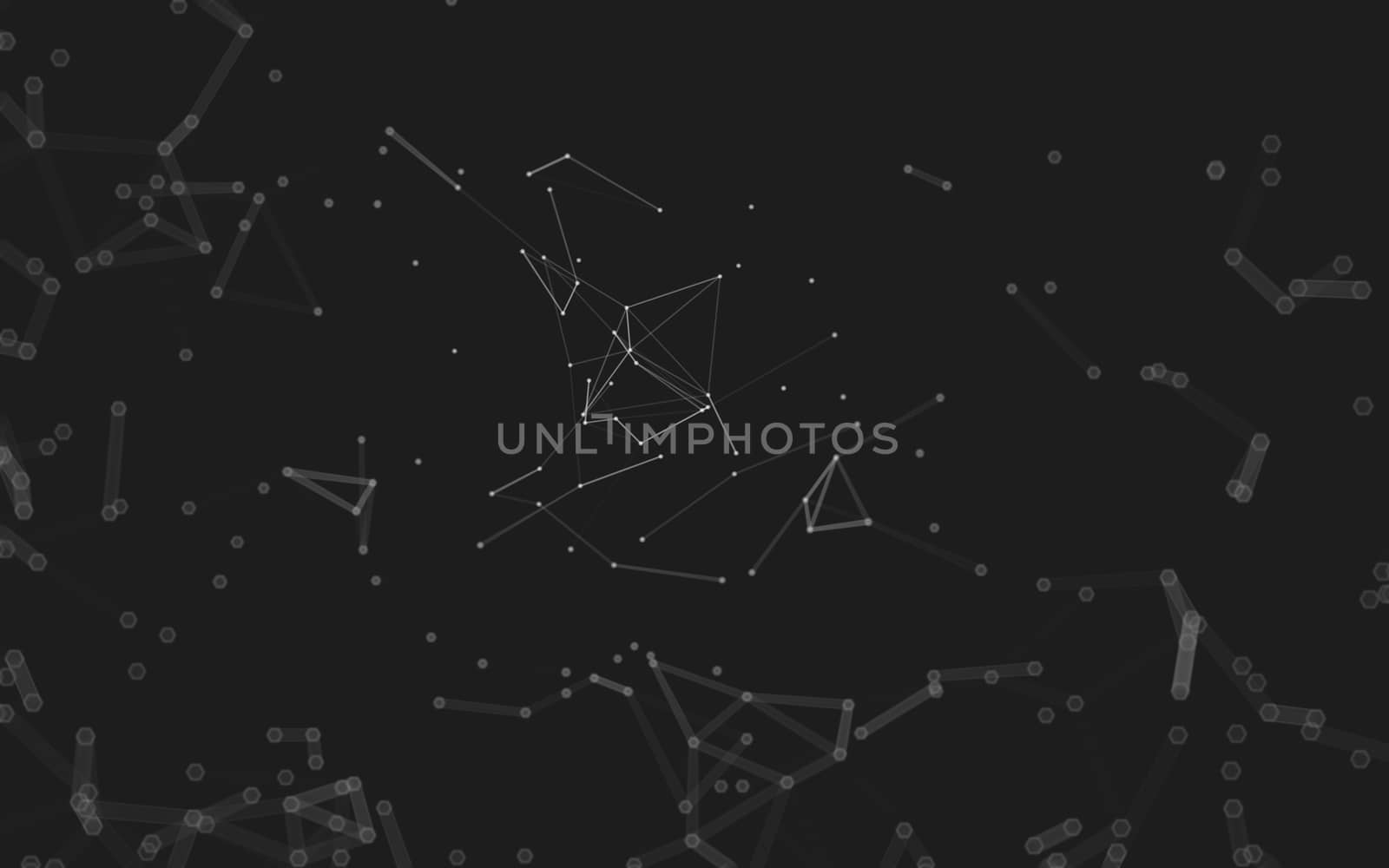 Abstract polygonal space low poly dark background with connecting dots and lines. Connection structure.