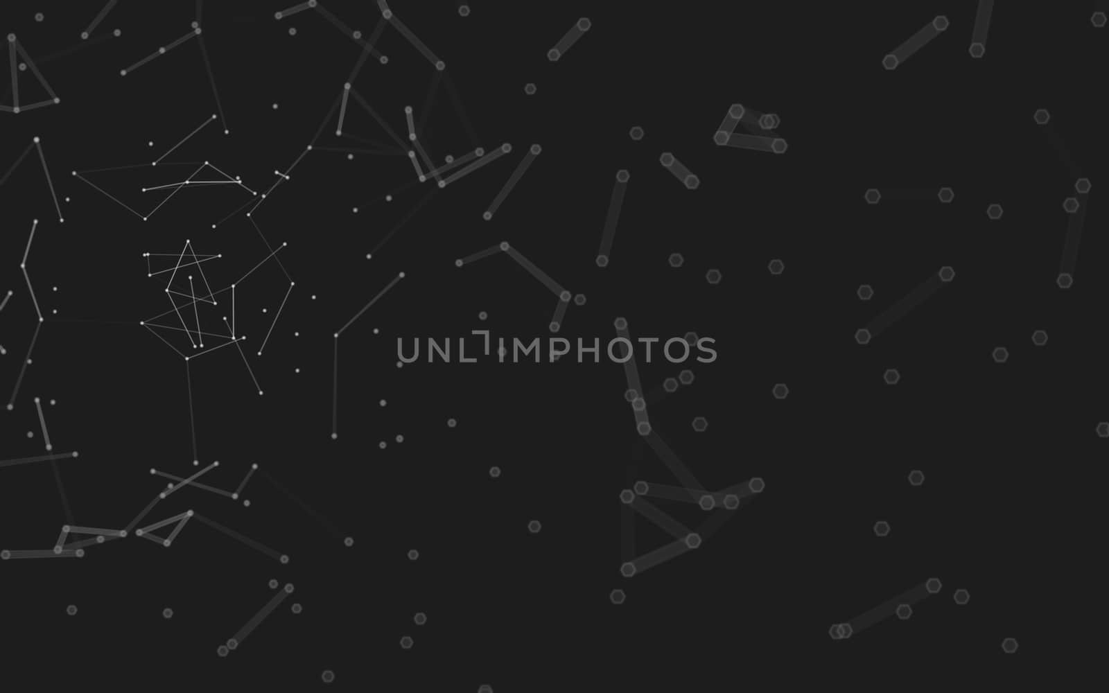 Abstract polygonal space low poly dark background with connecting dots and lines. Connection structure.