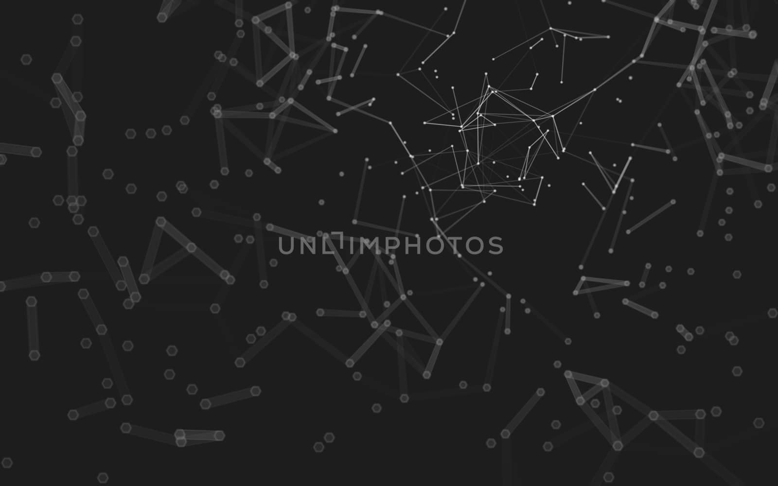 Abstract polygonal space low poly dark background with connecting dots and lines. Connection structure.