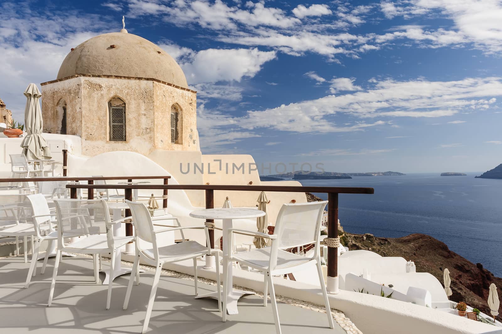 Vew of Oia village at the Island Santorini, Greece. Before sunset.