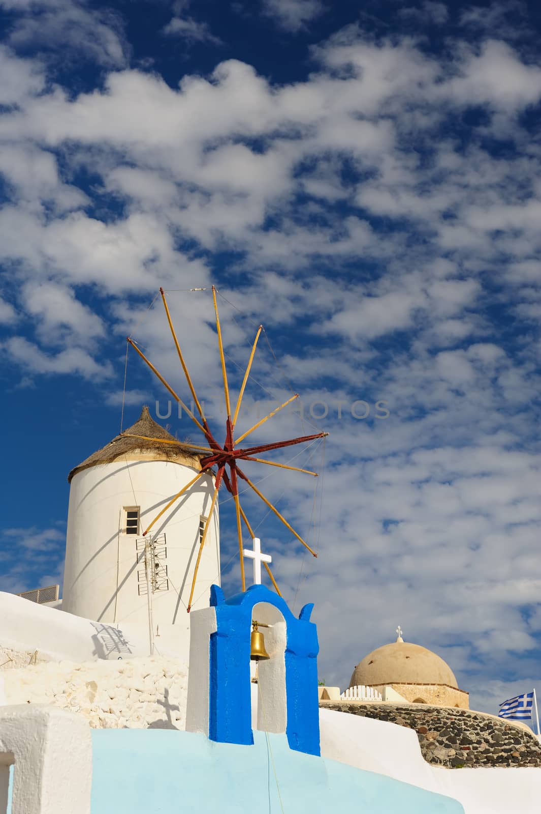 View of Oia village at the Island Santorini, Greece. Before sunset.