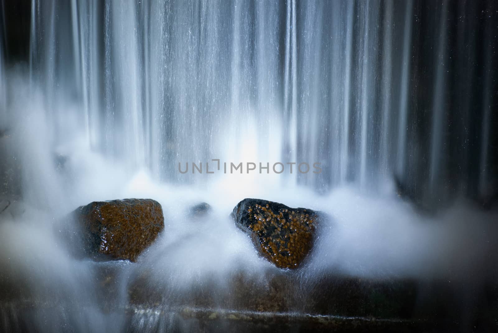 waterfall in the forest. Night fresh scene.